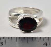 Red Garnet Gemstone Ring in Sterling Silver