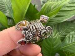 Sterling Silver Amethyst, Citrine, Peridot, Garnet Gemstone Ring Size 10