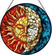 Handmade Stained Glass Sun & Moon Suncatcher