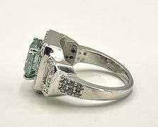 Dazzling 14 Kt White Gold Plate  3.65 Ct Deep Emerald Green  Fire Moissanite Ring