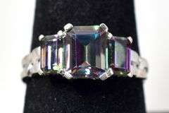Magnificent Mystic Topaz Ring in 10K White Gold