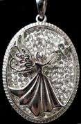 Angel Themed Pendant with CZ Gemstone Necklace in Sterling Silver