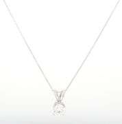 14kt White gold 1ctw round brilliant cut moissanite solitaire pendant on chain