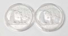 (2) 2011 1 Oz. Silver Pandas