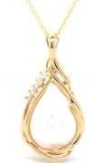 14kt Yellow gold pear mabe pearl and diamond accent enhancer pendant on chain