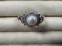 Sterling Silver Freshwater Pearl Ring Size 10