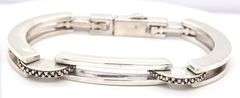 925 Sterling silver bar and breaded link bracelet