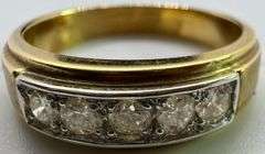 14K Yellow Gold Round Brilliant Cut Diamond Ring
