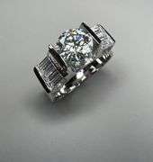 Mens Sparkling 3.25 Ct White Fire Moisanite Ring