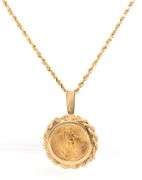 1/10th OZ Eagle coin pendant in 24kt yellow gold on rope chain necklace