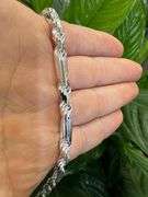 Sterling Silver Long Rope Figarope 6mm Wide Knot Figaro Link Necklace Chain 24"
