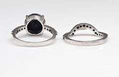 Dazzling 4.7 Ct Silk Black Lab Simulated Diamond 2 Band Ring