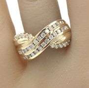 10kt Yellow gold crossover diamond band