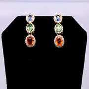 Lovely Multi-colored Sapphire & Diamond Earrings