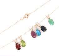 14kt Yellow gold multi color gemstone pendant on chain