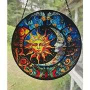 Hand-Painted Stained Glass Sun & Moon Suncatcher