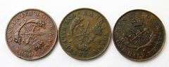 3 - 1852 Bank of Upper Canada Half Penny Bank Tokens
