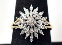 Dreamy Star Burst Diamond Ring in 10K Yellow Gold