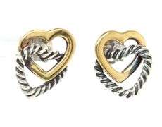 David Yurman 2 tone double heart stud earrings