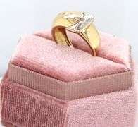 14kt Yellow gold diamond accent buckle ring