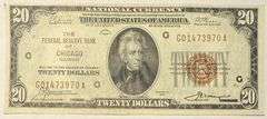 $20 Choice Slider Chicago 1929 Series National Currency Note.