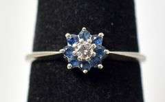 Lavish Diamond and Sapphire Ring in 10K White Gold