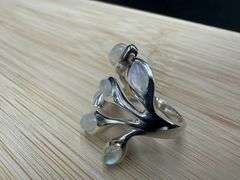 Sterling Silver Moonstone Gemstone Ring Size 6
