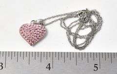 Pink CZ Gemstone Heart Pendant Necklace in Sterling Silver