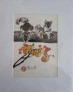 Collection of 3 original painting by Ping Zheng hand signed. Rabbits, Squirrels