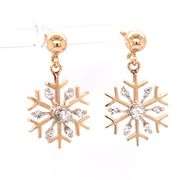 14kt Yellow gold diamond snowflakes dangle earrings