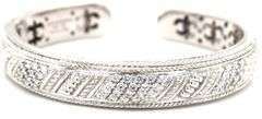 925 Sterling silver Judith Ripka rope hinged CZ cuff bangle