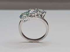 Dazzling 3 Stone 3.67 Ct Vvs1 Rare White Ice Blue Fire Moissanite Ring