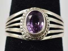 Amethyst Gemstone Ring in Sterling Silver