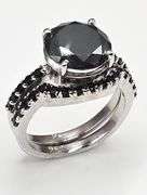 Dazzling 4.7 Ct Silk Black Lab Simulated Diamond 2 Band Ring