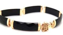 14kt Yellow gold Faceted black onyx link bracelet