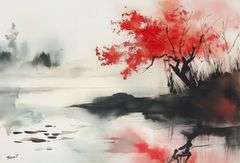 Japanese Mixed Media Artist Signed
