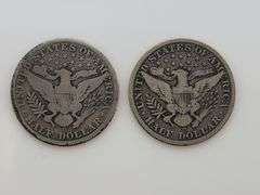 1907 D & 1908 D Barber Half Dollar, Circulated