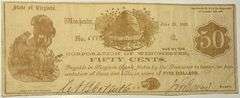 Corporation of Winchester Va 50 Cent 1861 Note