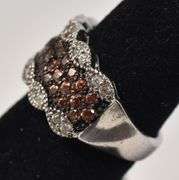 Orange and White Cz Gemstone Ring in Sterling Silver