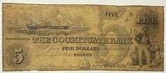 $ 5 Cochituate Bank Boston  Obsolete Note.