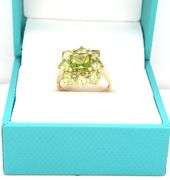 14kt Yellow gold Peridot cluster ring