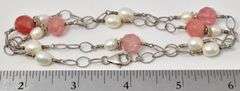 Pearl and Rose Quarts Necklace in Sterling Silver
