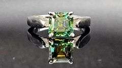 3.35 Ct Rare Russian Color Change Lab Created Alexandrite Asscher Cut Ring