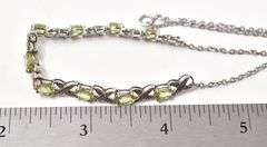 Peridot and Diamond Gemstone Necklace in Sterling Silver