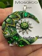Original Handmade Mosaico Moon & Sun Earrings & Pendant 925 Sterling Silver Mexico Artistic Jewelry