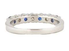 0.88ctw Sapphire and 0.50ctw Diamond Alternating Band Ring in Platinum