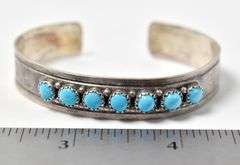 Turquoise Gemstone Cuff Bracelet in Sterling Silver