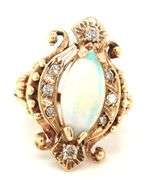 Vintage style opal and diamond ring in 10kt