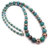 Turquoise and silver beaded necklace