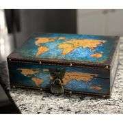 Wordmap Wood and Leather Treasure Chest